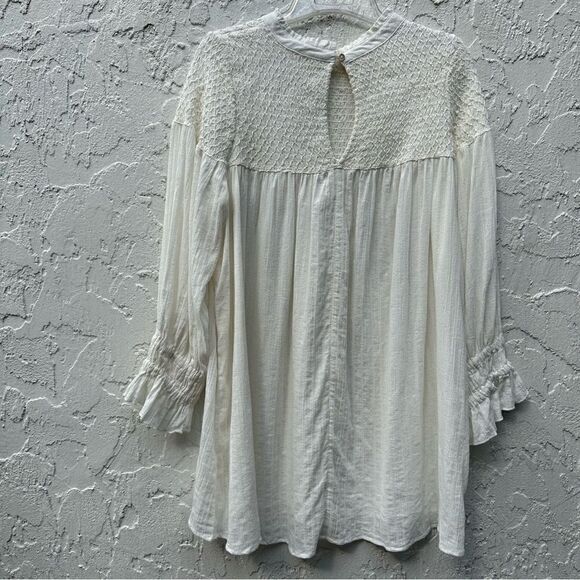 FREE PEOPLE Obi Mila Smocked Tunic Blouse Size Medium - Picture 11 of 12